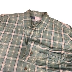 Old Navy Everyday Shirt Mens Medium Green Plaid Built-In Flex Regular Fit Button